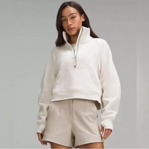 Lululemon Oversized funnel neck half zip in bone size M/L